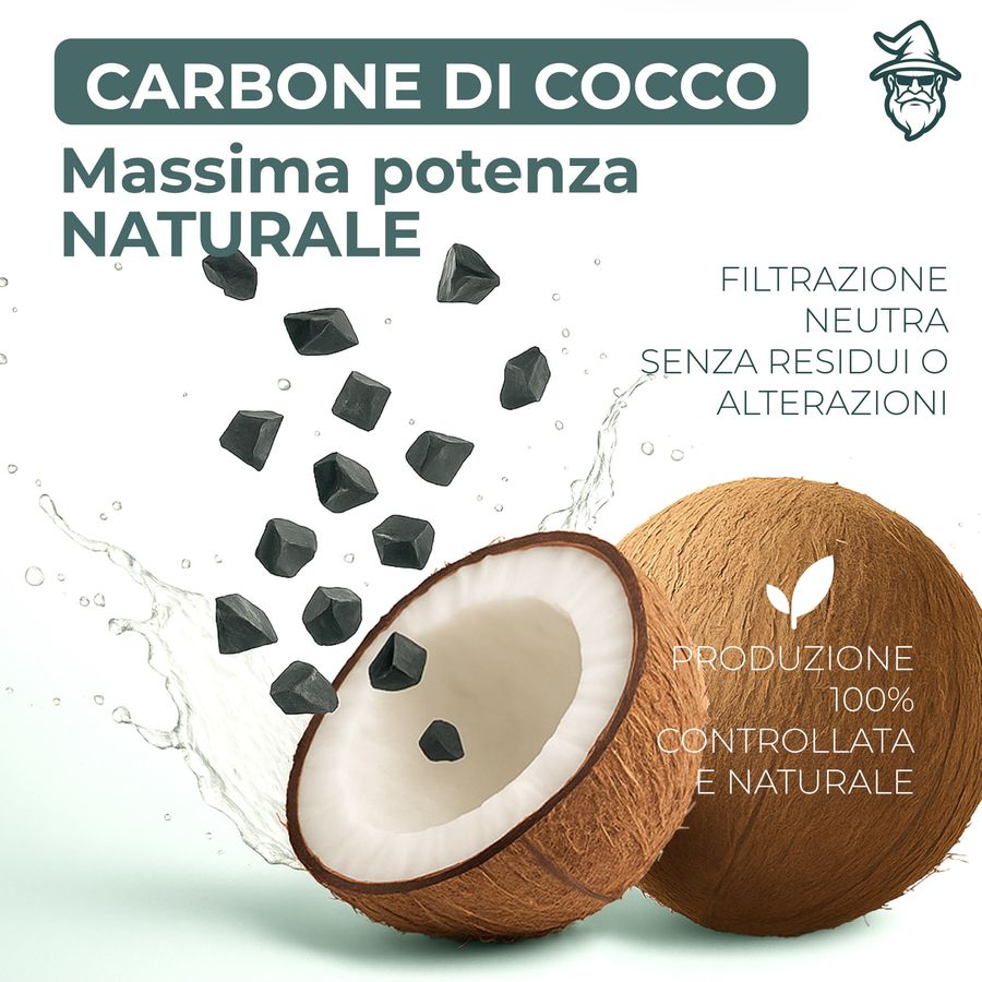 Gemme di carbone attivo ricavate dal guscio di cocco